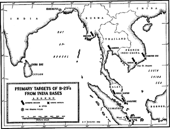 A black and white map of eastern India, Sri Lanka and Southeast Asia Most of the cities depicted on the map are marked with bomb symbols.