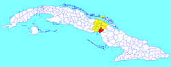 Baraguá municipality (red) within Ciego de Ávila Province (yellow) and Cuba