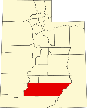 Map of Utah highlighting Garfield County