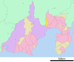 Location of Shibakawa in Shizuoka Prefecture