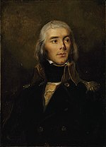 Painting shows a young man with long white hair wearing a dark military uniform.
