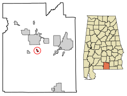 Location of Libertyville in Covington County, Alabama.