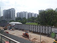 View of the cleared construction site