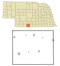 威尔逊维尔在富尔纳斯县及内布拉斯加州的位置（以红色标示）