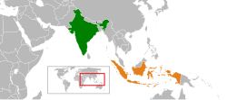 Map indicating locations of India and Indonesia