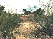 The adobe ruins of soldier barracks built in 1878.