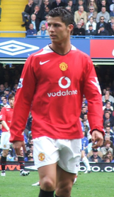 Cristiano Ronaldo as a Manchester United No. 7 in 2007, the same year he won the Player of the Season