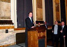 Cameron speaks at a Conservative reception in 2008