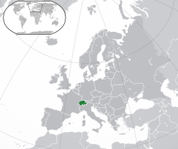 瑞士的位置（绿色） 欧洲（深灰色）  —  [图例放大]