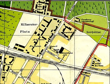 Detail of 1914 map with military area