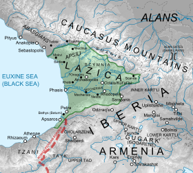 Colour-coded map of Lazica
