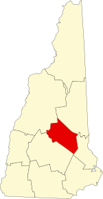 Map of New Hampshire highlighting Belknap County