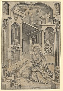 Nativity, engraving, signed and dated 1499