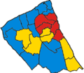 A map of the Wirral showing the council election 2008 results.
