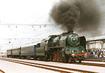 ČSD 387.043 pulling an excursion train at Bratislava Petržalka railway station in 1998