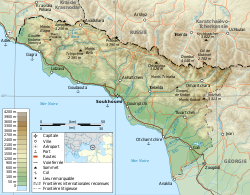 physical map of Abkhazia