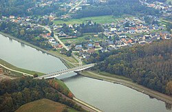 Aerial photograph of the Albert Canal at Stokrooie