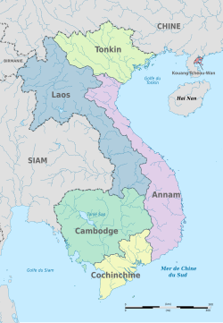 Map of the subdivisions of French Indochina.