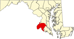 Map of Maryland highlighting Charles County