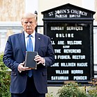 Donald Trump posing with a Bible at St. John's Church