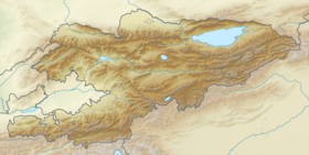 A map showing the location of the Barskoon Waterfall in Kyrgyzstan