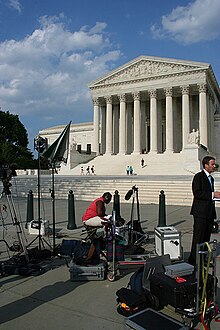 Reporter set up camp before the Supreme Court