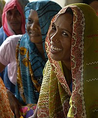 Women in a tribal (Gond adivasi) village, Umaria district, India.
