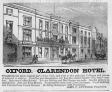Advertisement for a hotel on newsprint