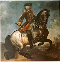This dark bay roan, painted in the 18th century carrying the Duke of Württemberg, has dark extremities and corn spots.