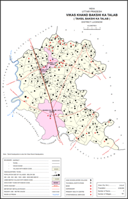 Map of Bakshi Ka Talab CD block