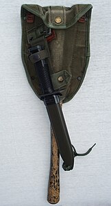 M-1956 entrenching tool carrier with M6 bayonet-knife / M8A1 scabbard attached