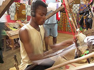 Weaving kente in Ghana.