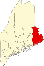 Map of Maine highlighting Washington County