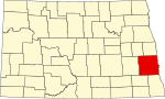 标示出卡斯县位置的地图