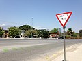 A yield sign in Mexico