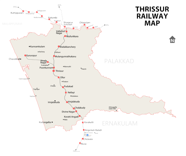 Railway network in Thrissur District