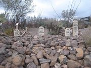 The graves of Billy Clanton, Frank McLaury and Tom McLaury.