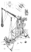 19th century French drawing of a medieval counterweight trebuchet