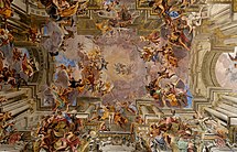 Andrea Pozzo, Glory of St. Ignatius, 1691–94. Ceiling of Sant'Ignazio, Rome.