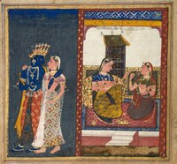 Radha and Krishna Embracing, from a Gita Govinda, Aurangabad (?), c. 1650