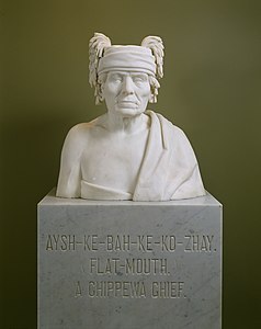 Bust of Aysh-ke-bah-ke-ko-zhay (Eshkibagikoonzhe or "Flat Mouth"), a Leech Lake Ojibwe chief