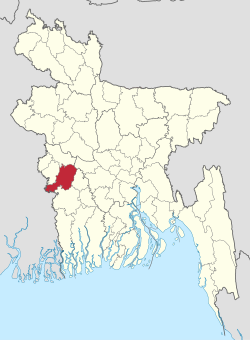 Location of Jhenaidah District in Bangladesh