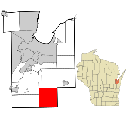 Location in Brown County and the state of Wisconsin.