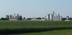 Grain bins in Byron, seen from the south, August 2011