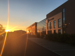 The CUBRIC building at sunset