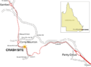 Map of the Camp Mountain train disaster, north-west of Brisbane