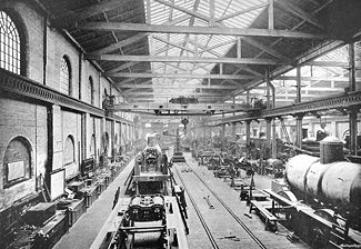 Erecting shop at the Crewe railway works c. 1890