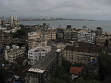 FC2. Marine Drive and Mumbai skyline from the foot of Malabar Hill on a cloudy day.