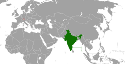 Map indicating locations of India and Liechtenstein