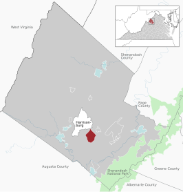 Location of the Massanetta Springs CDP within the Rockingham County